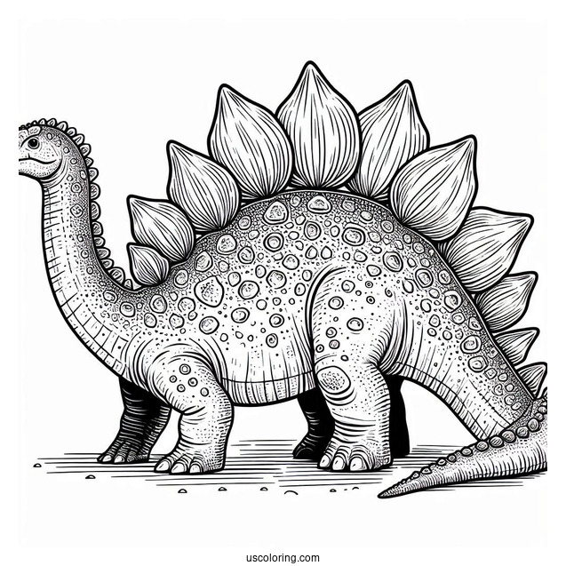 Stegosaurus Coloring Page With Detailed Skin And Dermal Plates