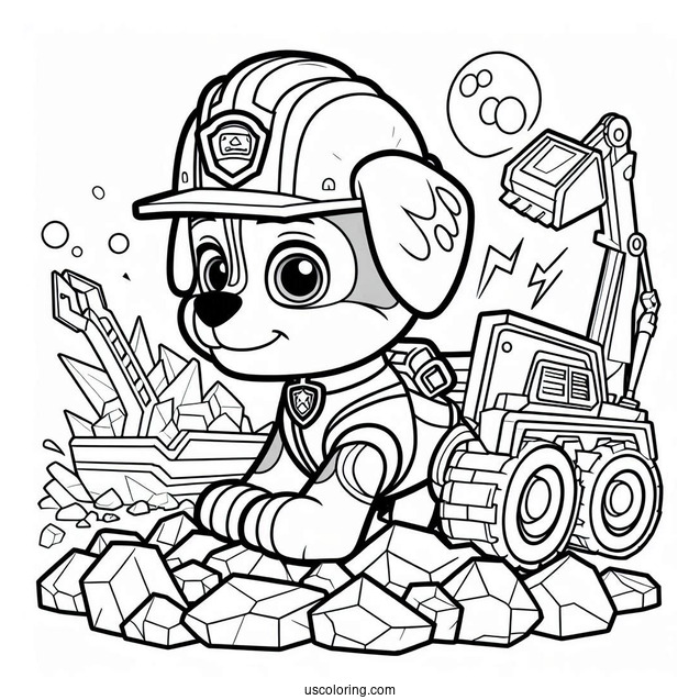 Easy Coloring Page Of Rubble From Paw Patrol