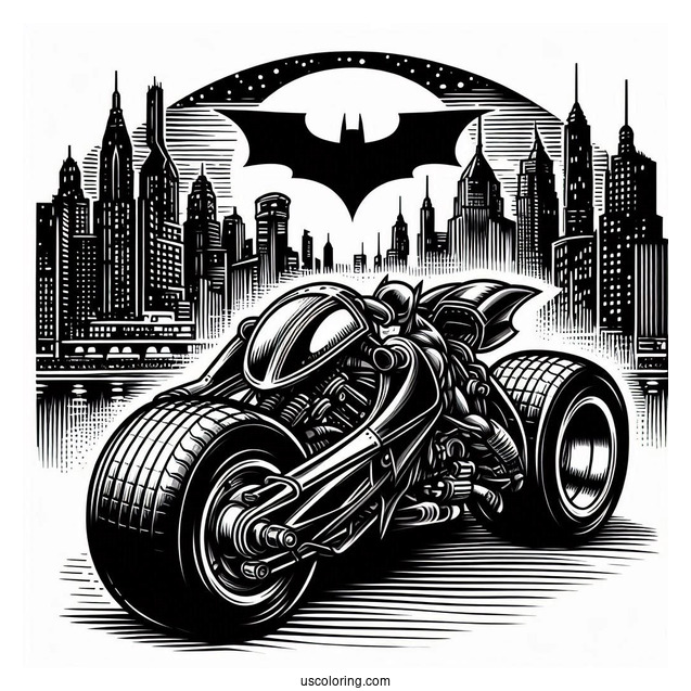 Batpod Motorcycle From Dark Knight Coloring Sheet