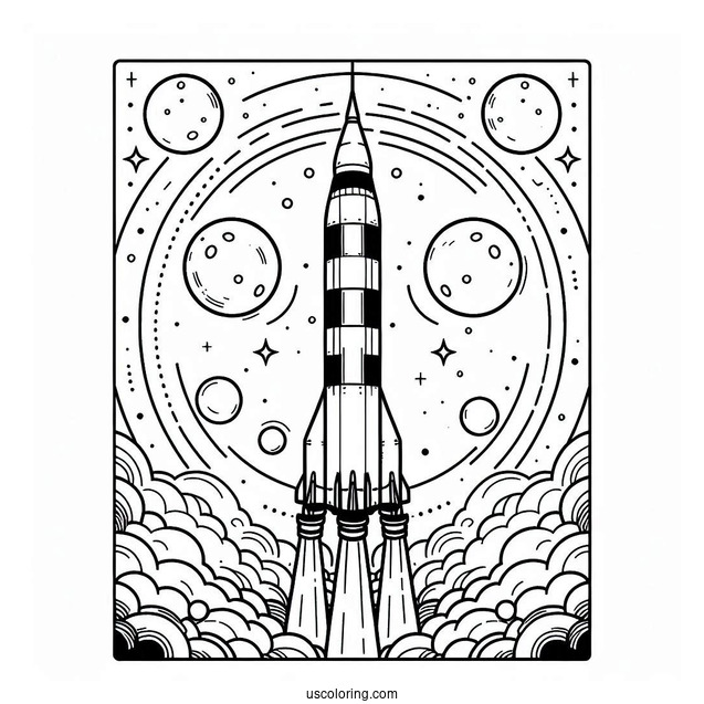 Simple Outline Of Saturn V Rocket To Color