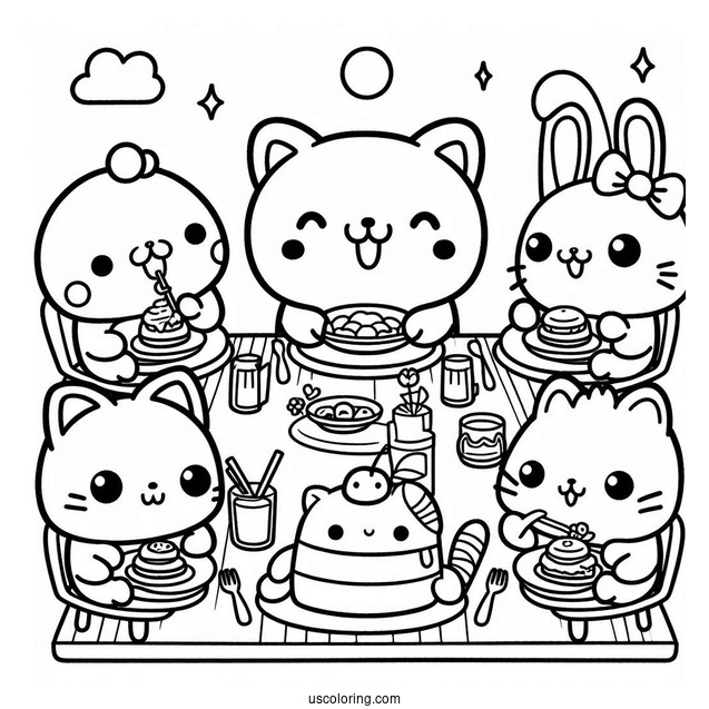 Sumikko Gurashi Coloring Page Of Summiko Gurashi Friends In Diner With Minnikos