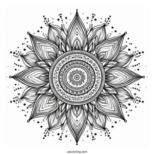 Sun Mandala With Normal Sun Coloring Page