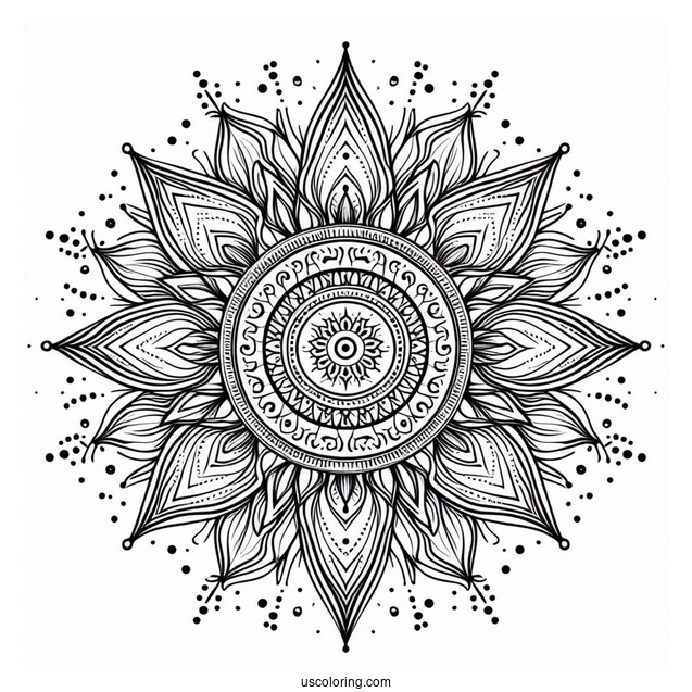Sun Mandala With Normal Sun Coloring Page