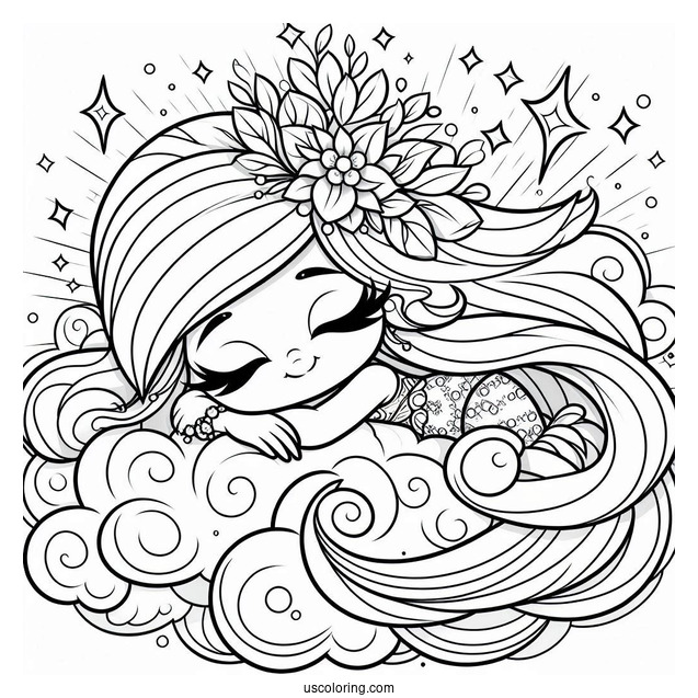 Cute Shimmer And Shine Coloring Page Resting On A Cloud For Preschoolers