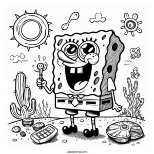 SpongeBob Coloring Page Of Detailed Karen Plankton