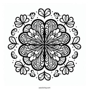 St. Patrick's Day Coloring Page Of Simple Clover Mandala