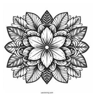 Tropical Flower Mandala Coloring Page