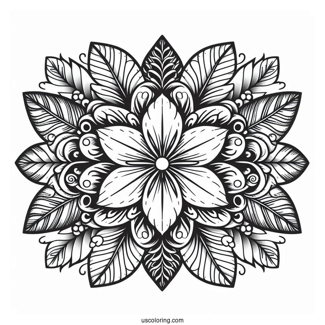 Tropical Flower Mandala Coloring Page