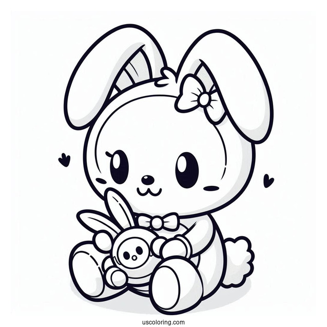 Cream the Rabbit Holding Toy Coloring In