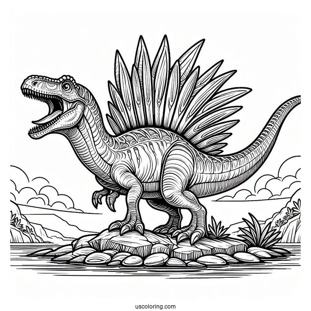 Mega Spinosaurus Coloring Page Outline