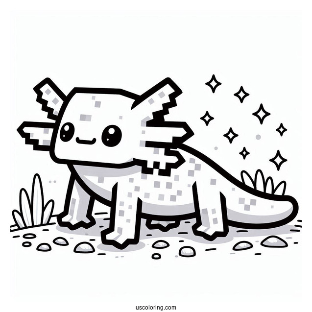 Minecraft Axolotl Coloring Page For Preschoolers