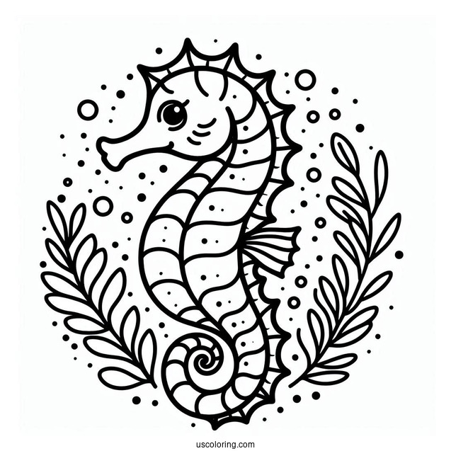 Simple Outline Of a Seahorse For Preschoolers