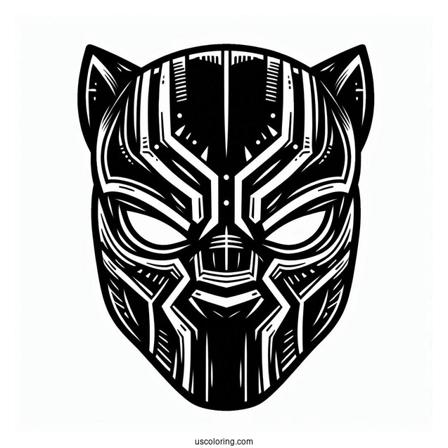 Black Panther Mask Coloring Page