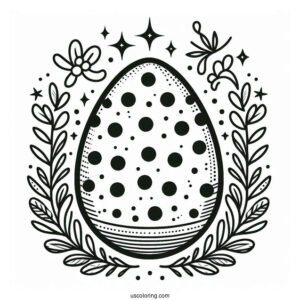 Easter Coloring Page Of Polka Dot Easter Egg