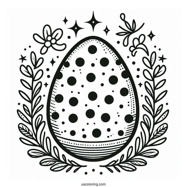 Easter Coloring Page Of Polka Dot Easter Egg