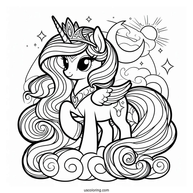 Simple Princess Celestia Coloring Page For Preschoolers