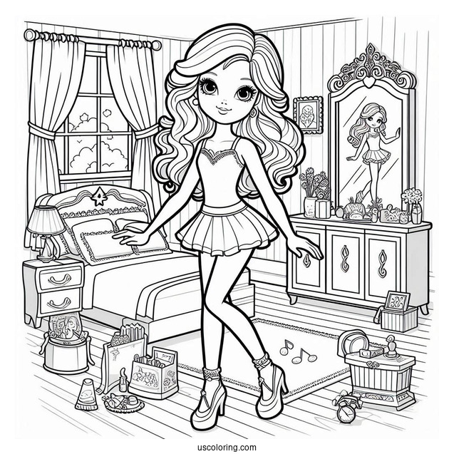 Polly Pocket Coloring Page Of Shani Smith Standing In Bedroom For Kids