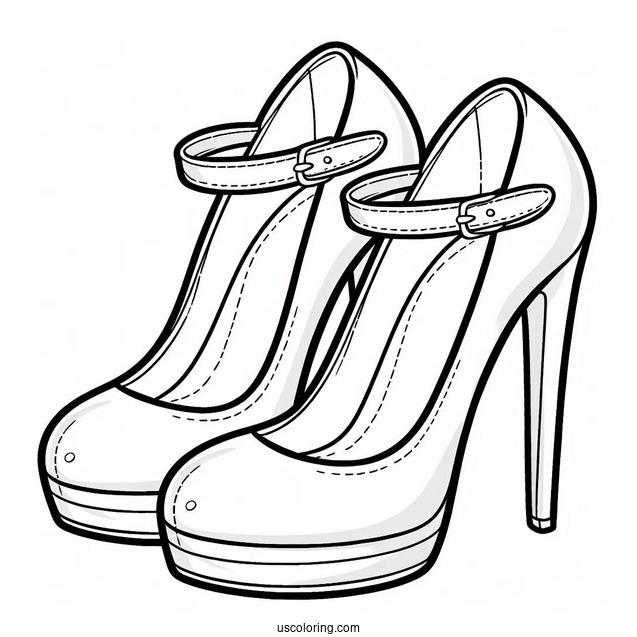 A Pair Of High Heels Coloring In For Preschoolers