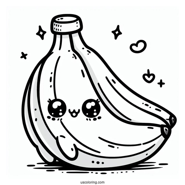 Cute Smiling Kawaii Banana Coloring