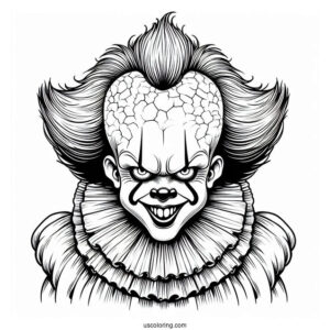 Grinning Pennywise Coloring Page For Kids