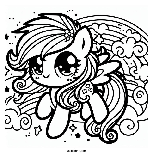 Kawaii Rainbow Dash Coloring In