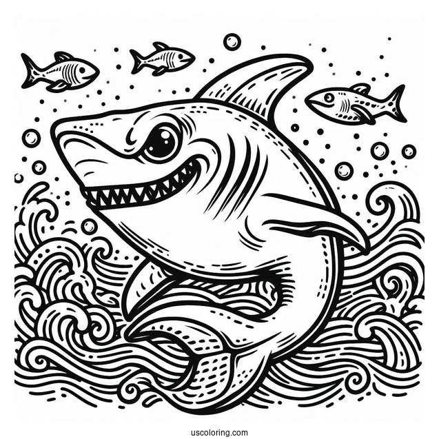 Scary Cartoon Shark Coloring Page
