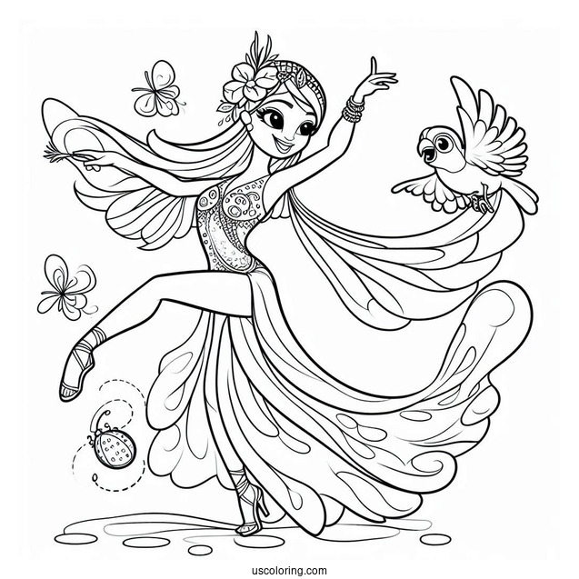 Blue Dancing Coloring Page