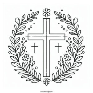 Outline Of Cross To Color For Preschoolers