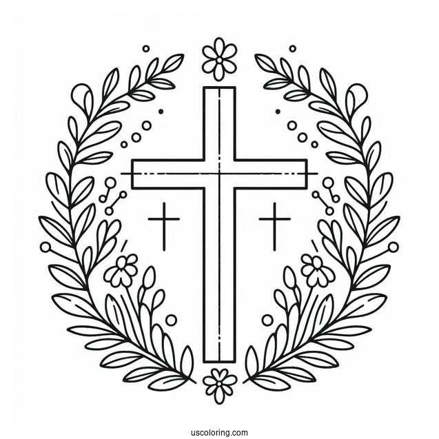 Outline Of Cross To Color For Preschoolers