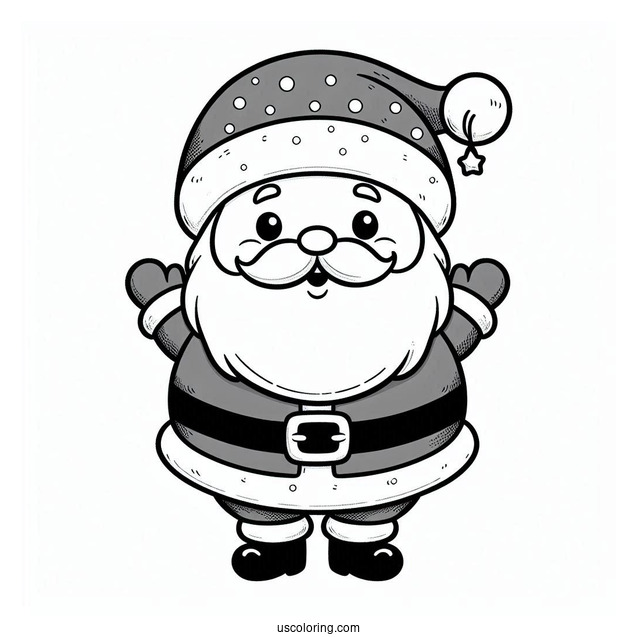 Plump Looking Santa To Color For Kids