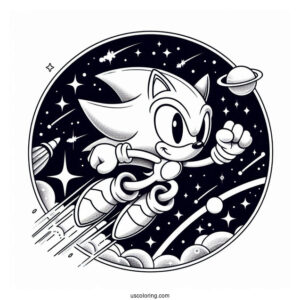 Super Sonic Coloring Page In Outer Space