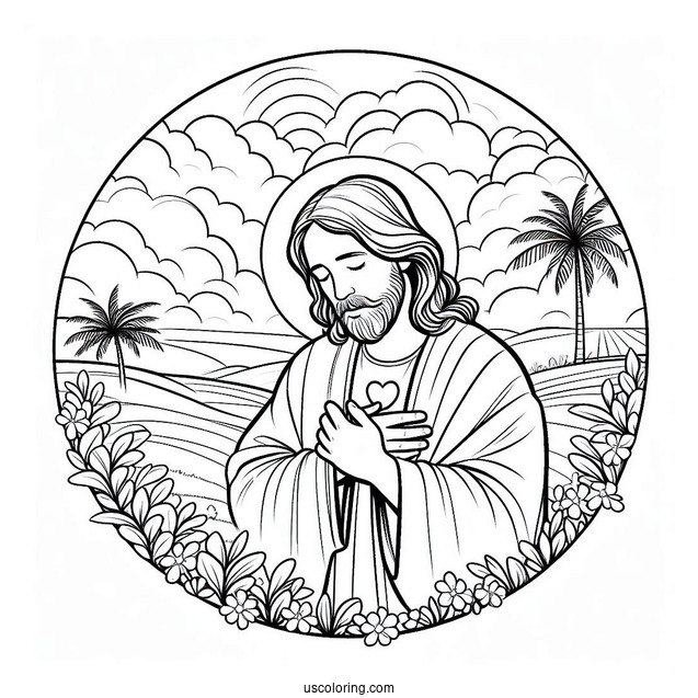 Loving Jesus Coloring Page In Nature