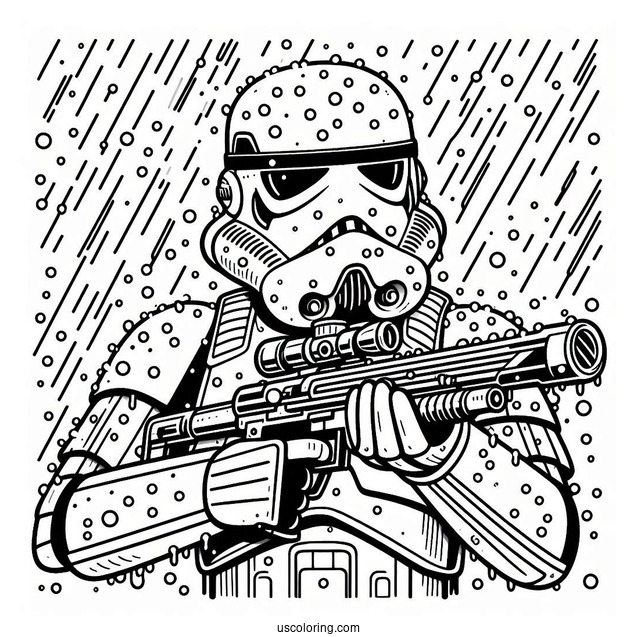Snowtrooper Coloring Page Holding Blaster In The Rain