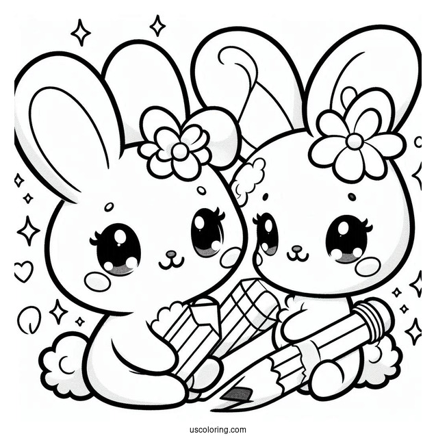 Sunny Bunnies Coloring Page Of Shiny Holding A Pencil