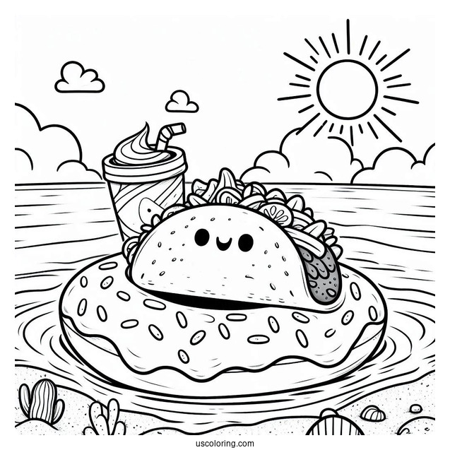 Taco On A Donut Float At The Beach