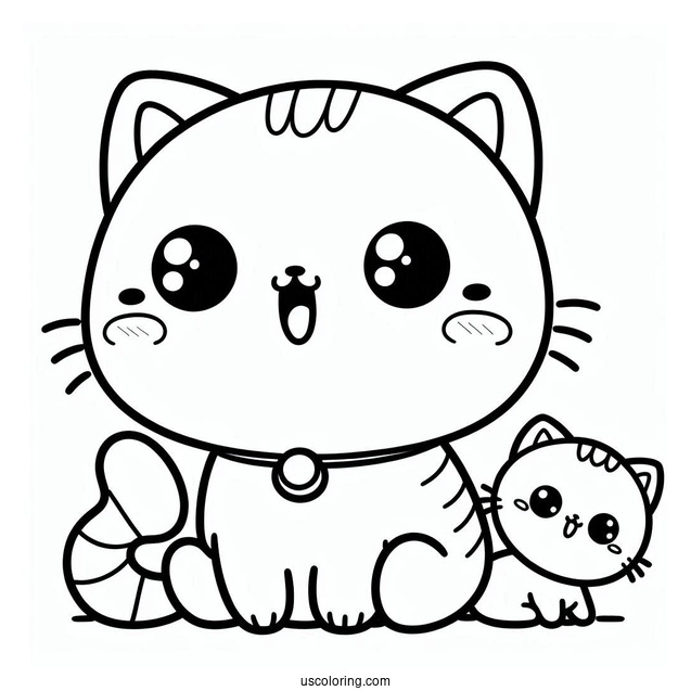 Coloring Sheet Of Cute Cat Meowing