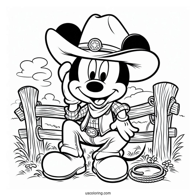 Cowboy Coloring Page Mickey Mouse For Kids
