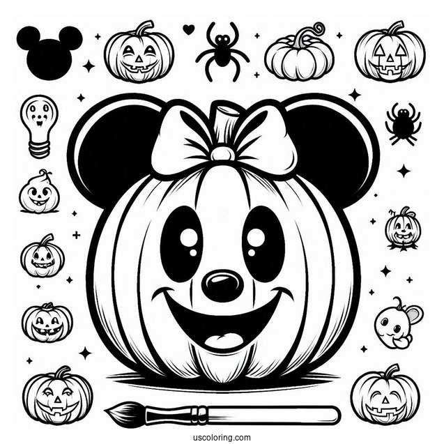 Pumpkin Coloring Page Mickey Mouse Themed Jack O Lantern To Color