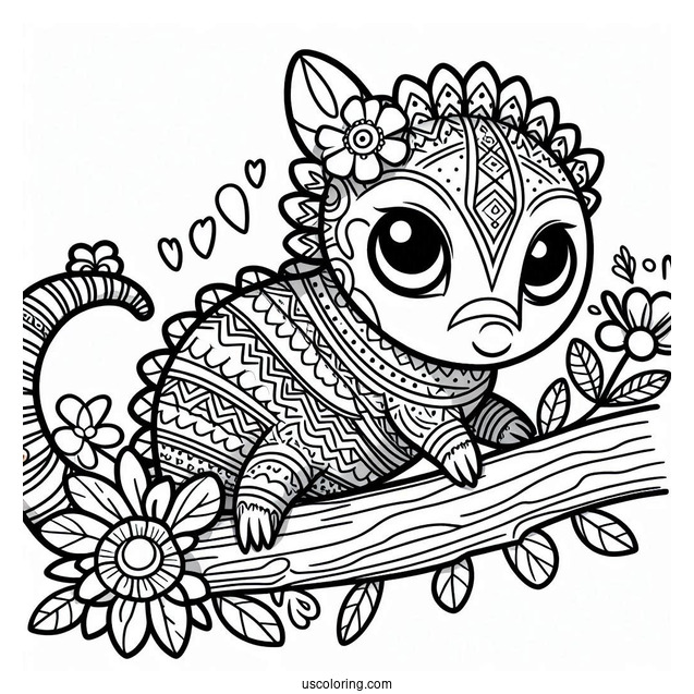 Raya And The Last Dragon Coloring Page Of Kawaii Tuk Tuk The Armadillo For Kids