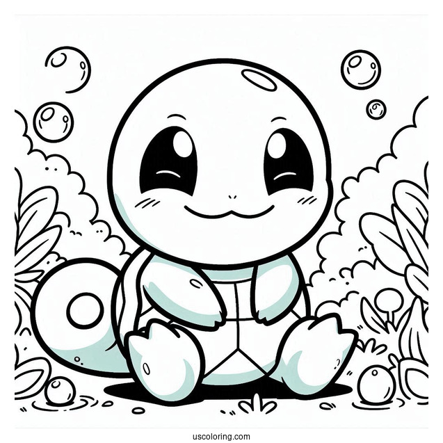 Smiling Squirtle Coloring Page For Preschoolers