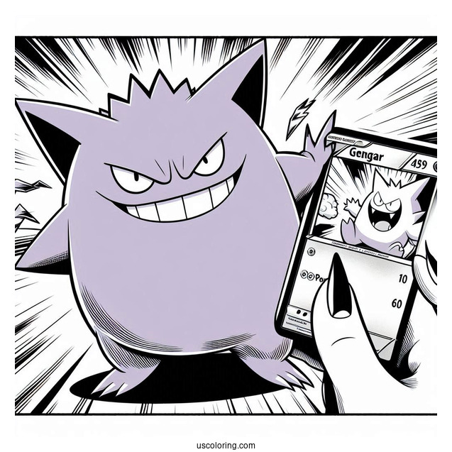 Gengar Manipulate Pokemon Card Coloring Page