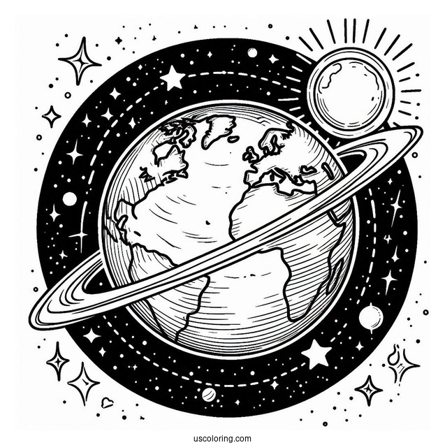 View Of Earth From Space Coloring Page