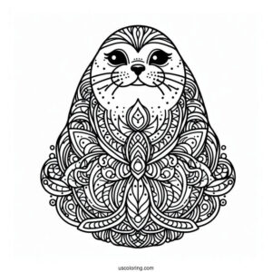 Majestic Seal Coloring Page Mandala