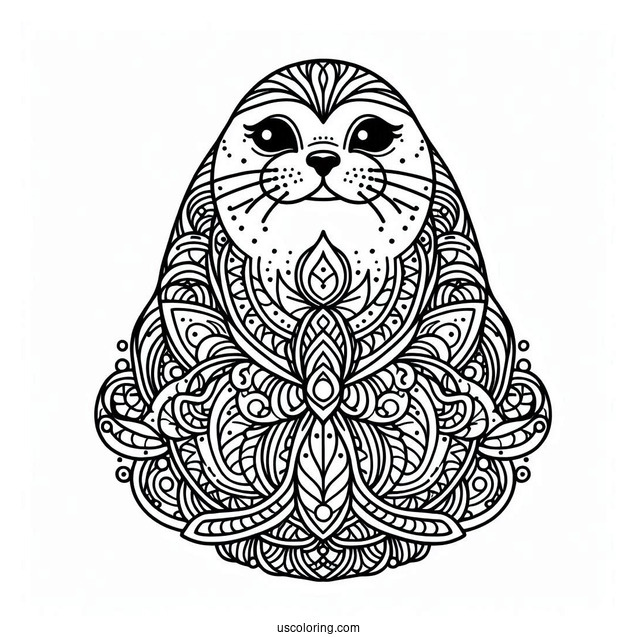 Majestic Seal Coloring Page Mandala