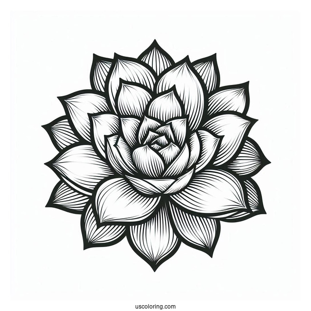 Easy Echeveria Succulent Coloring Page For Kids