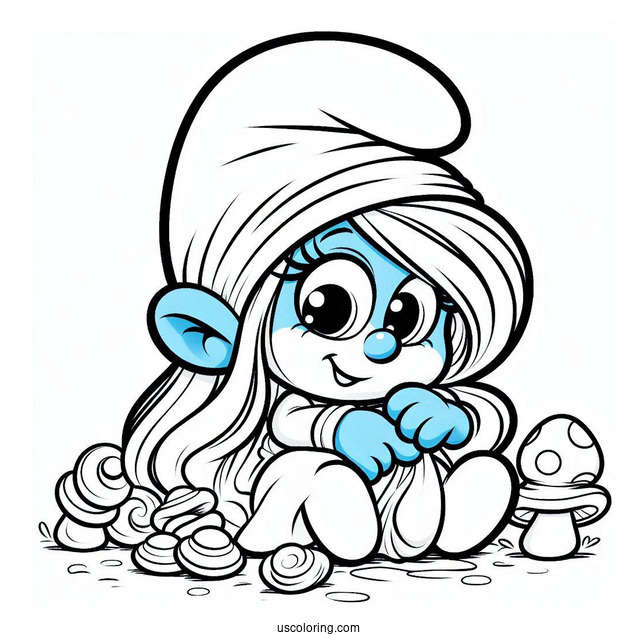 Coloring Sheet Of Cute Sassette Smurfling