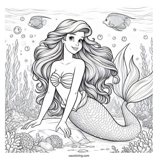 Realistic Ariel Under The Sea Coloring In