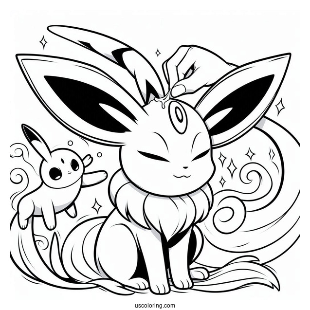 Detailed Sylveon Coloring Page Rubbing Heads With Umbreon