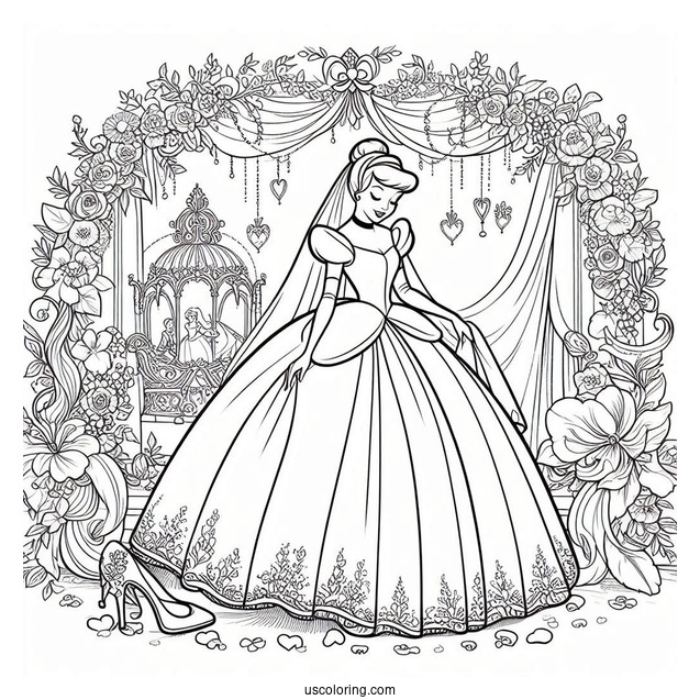 Cinderella Wedding Day Coloring Page