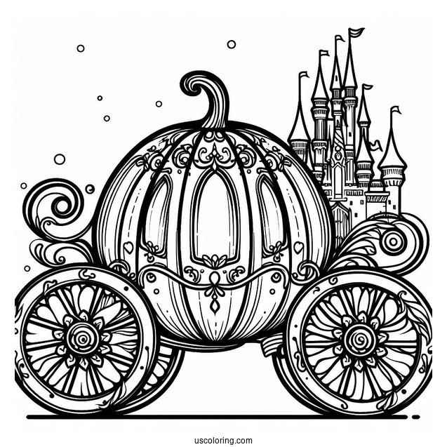 Easy Outline Of The Pumpkin Coach To Color